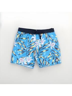 Mens Blue Swim Trunks Bathing Suit Bottoms Swimsuit Floral Brand New
